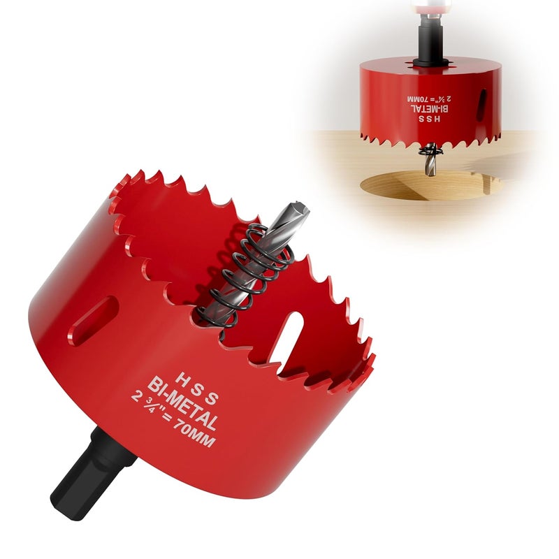 FIVELAKE 2-3/4" (70mm) Bi-Metal M42 High Speed Steel Hole Saw with Pilot Drill Bit, Smooth Cutting Edge for PVC, Drywall, Wood, Plastic, Gypsum Board, Rubber, Thin Metal - Image 1